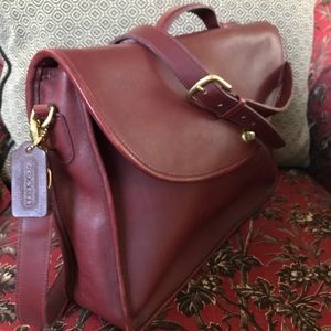 COACH LARGE BURGUNDY BRIEF VINTAGE NWOT RARE GORGEOUS GARNET RED UNUSED 1980’s